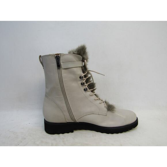 Franco Sarto Womens Size 11 M Beige Leather Lace Up Ankle Fashion Boots Booties - Picture 4 of 11